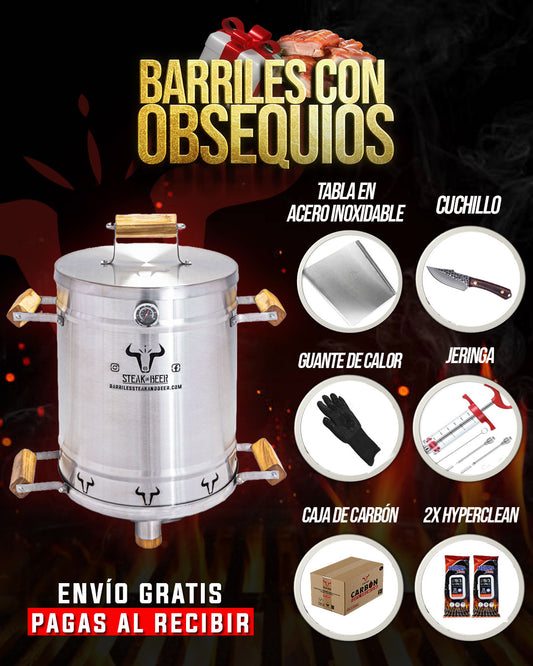 Combo Especial Barril Asador 100% ACERO INOXIDABLE
